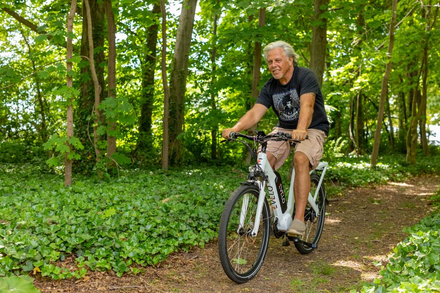 Bicicleta eléctrica en bosque natural